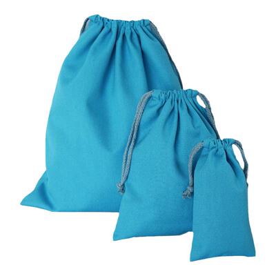 全纯棉帆布束口抽拉绳天蓝色大小丝彩印收纳布袋罩套子订定制做作