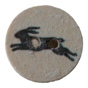 15mm一颗价英国Textile Garden椰壳材质灰色跳跃的野兔图案纽扣