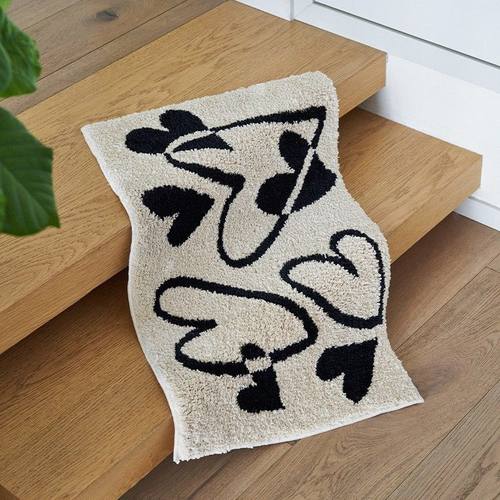 简约爱心仿羊绒地垫浴室速门脚垫垫打理批发耐脏防滑入户易干