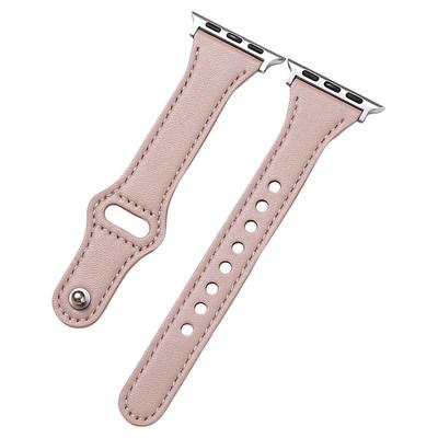 适用苹果 s9手表小蛮腰s8舒适头层s7真皮iwatch se单钉扣环表带
