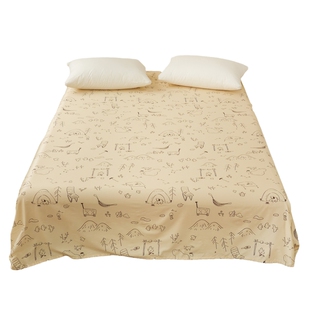 周末去露营 简约小插画原创新疆长绒棉60支床单纯棉床笠单件定制