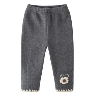 女童打底裤秋冬款加绒宝宝冬装一岁小女孩一体绒长裤冬季儿童裤子