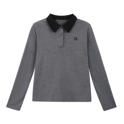 有领长袖t恤女士春秋打底衫