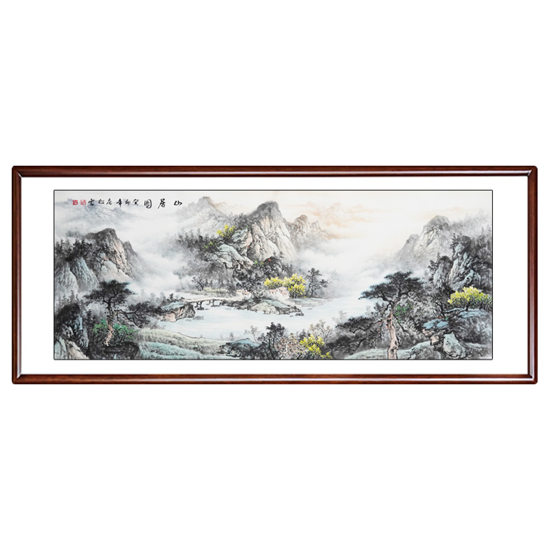 山水画水墨国画纯手绘真迹字画手写客厅办公室靠山挂画装饰画定制