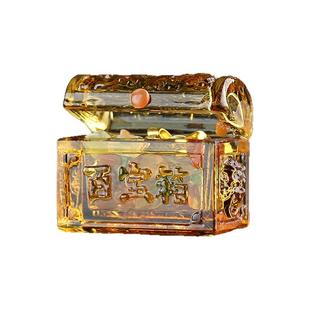 随葬品水晶百宝箱安葬用品殡葬祭祀陪葬金条如意黄色金色百宝箱