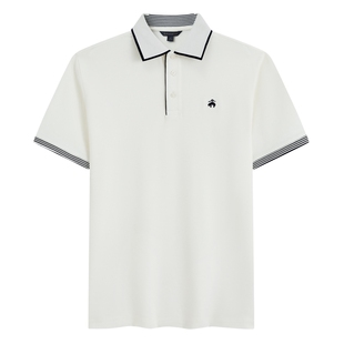 Brooks Brothers/布克兄弟男士26夏季新款简约线条镶边短袖Polo衫