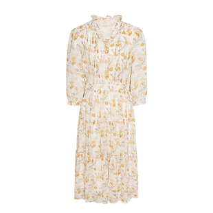 【博主同款】JESSIE法式花园气质V领茶歇雪纺印花连衣裙春七分袖