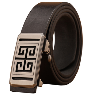 JEEP无牙自动扣皮带男真皮内穿式裤腰带男款腰带不漏尾裤带纯牛皮