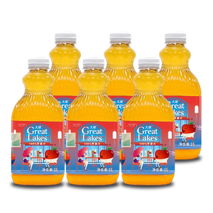 上好佳大湖100%苹果汁果汁果蔬汁健康饮料1L*6大瓶整箱