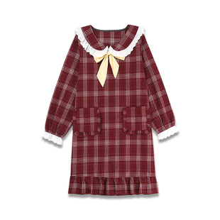 tutuanna家居服睡衣 春秋新款睡衣 女JK风格纹可爱舒适长款睡裙