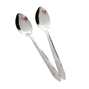 批100支勺子家用长柄不锈钢汤勺小吃饭勺儿童铁勺商用饭店调羹发