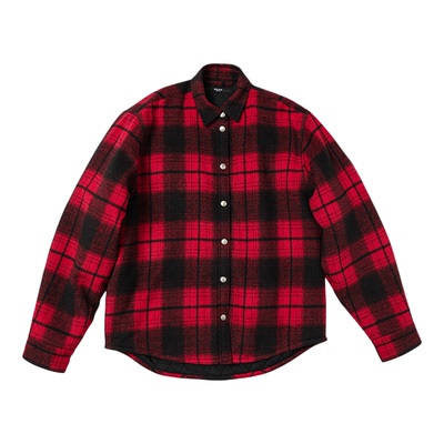 RICEUPUP“米红豆”红色格纹夹棉衬衫