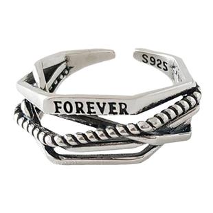 链条戒指女小众设计复古线条交叉字母开口指环食指戒轻奢高级感