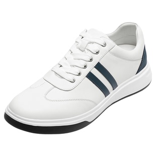 何金昌隐形内增高小白鞋男款轻便透气真皮休闲鞋增高5CM百搭板鞋