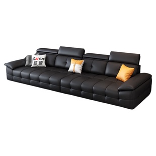 劳伦斯头层牛皮沙发意式极简大户型轻奢现代简约直排真皮沙发客厅
