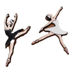 海洛迪芭蕾舞者女孩胸针黑白天鹅跳舞蹈金属勋徽章毕业生日礼物