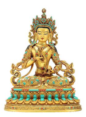 全鎏金雕像彩珠镶嵌铜器室内摆件