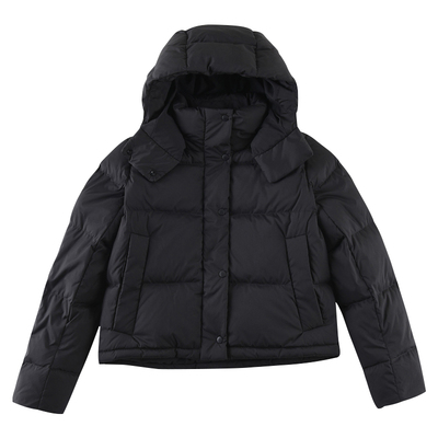 肯豆风短款连帽羽绒服女90白鸭绒