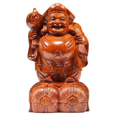 雅造花梨木雕大黑天菩萨佛像摆件