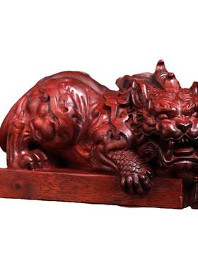 天然紫檀手工雕刻镇水兽摆件