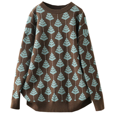 210斤圆领小树提花包芯纱毛衣