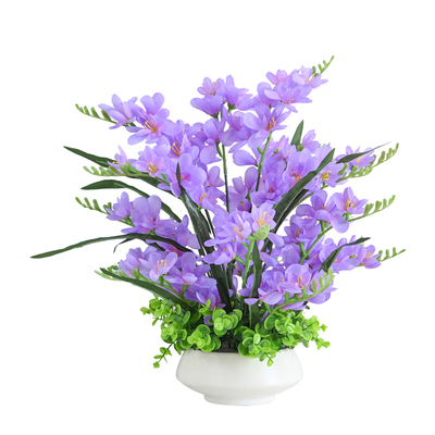 插花仿真花香雪兰花+花瓶