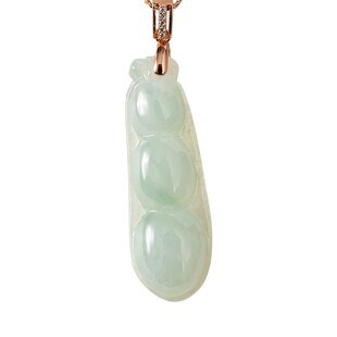 天然缅甸翡翠四季豆玉吊坠冰糯种玉石福豆玉坠女款玉佩925银项链