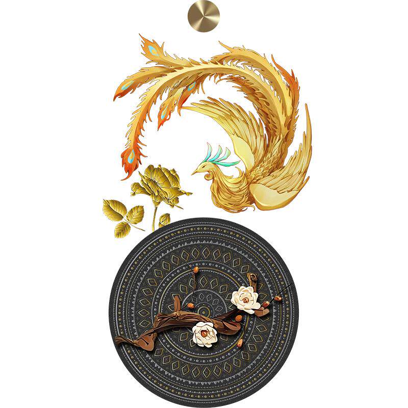 朗陶新中式凤凰呈祥玄关灯画