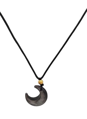 黑白月亮银耀石高级感挂绳项链