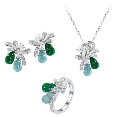 CIGALONG龙梓嘉福禄绿翡翠戒指项链耳钉葫芦珠宝圣诞礼物