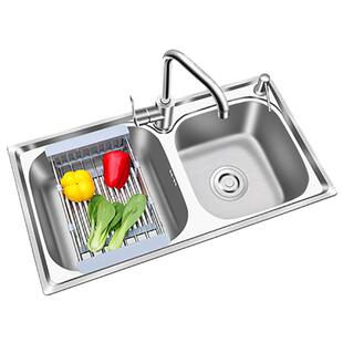 洗菜盆双槽厨房洗菜池洗碗槽一体洗碗盆水池盆家用304不锈钢水槽