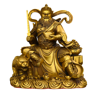 赵公明神像铜赵公明武财神爷骑虎赵玄坛大号供奉客厅招财纯黄铜