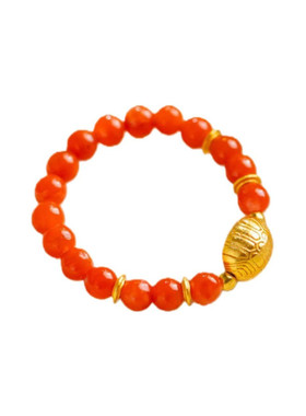 南宫S925银南红小米珠新中式戒指