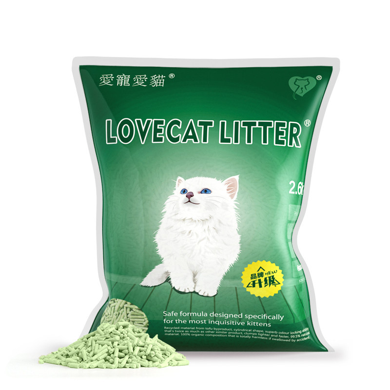 Lovecat爱猫爱宠绿茶豆腐猫砂宠物猫用品低尘原味猫沙2.6kg*6包