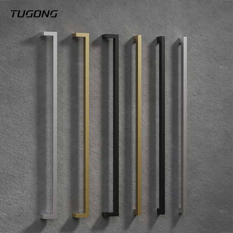 涂工玻璃门拉手黑色不锈钢金色对装推拉有框实木大门把手黑色金色