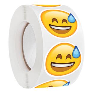 500张/卷可爱流汗黄豆贴纸emoji表情包脸贴无语笑脸贴纸手账装饰