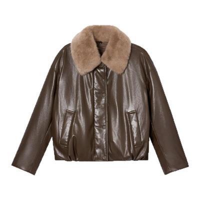 诗篇专选美拉德皮羽绒茧型显瘦可拆水貂领短款羽绒服2025冬款