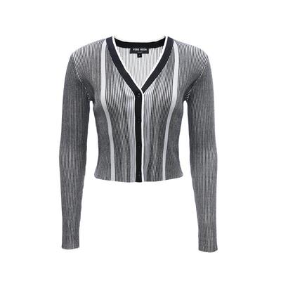 tq区绫致Vero Moda针织衫女25春夏修身短款V领坑条弹力长袖