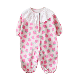 婴儿爬爬服宝宝连体罩衣纯棉春秋冬儿童外出全身防脏哈衣外穿洋气