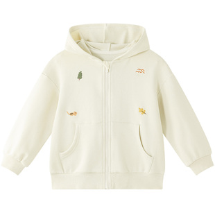 博睿恩男女宝宝连帽外套2026春新款儿童休闲百搭卫衣开衫女童外套