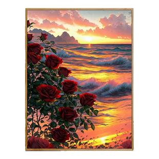 山茶花diy数字油画花卉手工填色治愈系油彩画涂色丙烯2026年新款