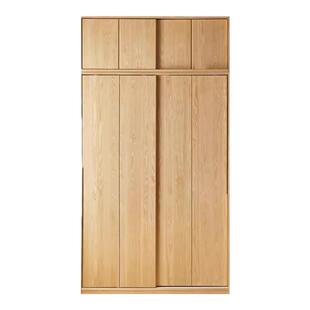 全实木衣柜红橡木卧室移门家用推拉门收纳柜子衣橱储物柜北欧风格