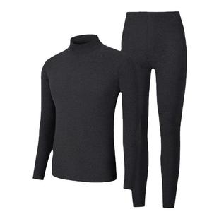 中高领保暖内衣套装男女士加绒加厚德绒秋衣秋裤羊毛蚕丝打底衫冬