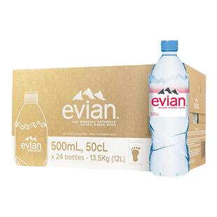 正品保证法国原装进口Evian依云矿泉水500ml天然饮用水弱碱性整箱