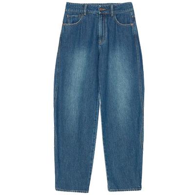 谜底牛仔直筒裤女2025春季新品香蕉裤高腰百搭宽松长裤251MK0031