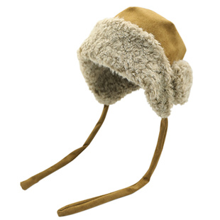 毛绒护耳雷锋帽女士复古麂皮绒加绒加厚包头帽大头围保暖防寒帽子