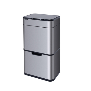 智能感应分类垃圾桶家用厨房不锈钢带盖大容量双层干湿分离商用筒