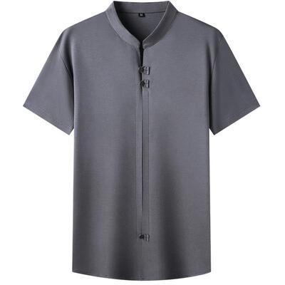 中山装国风立领盘扣长袖无领POLO