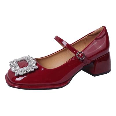 红色单鞋小皮鞋玛丽珍鞋婚鞋