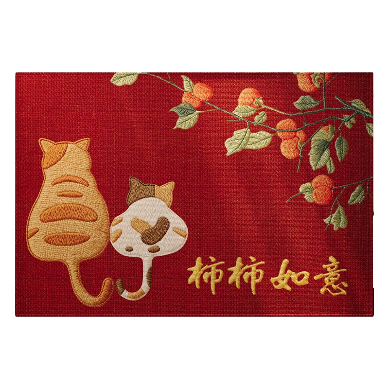 玄关入户门地垫红色喜庆高级感